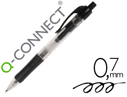 BOLIGRAFO Q-CONNECT NEGRO RETRACTIL CON SUJECION DE CAUCHO