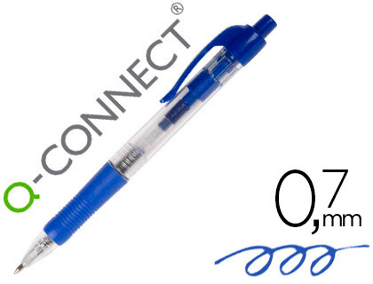 BOLIGRAFO Q-CONNECT AZUL RETRACTIL CON SUJECION DE CAUCHO