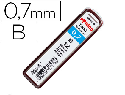 MINAS ROTRING GRAFITO 0,7 MM B ESTUCHE DE 12 MINAS