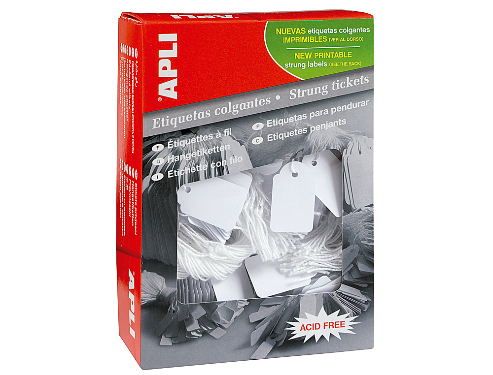 ETIQUETAS COLGANTES APLI 383 7X19 MM CAJA DE 1000 UNIDADES