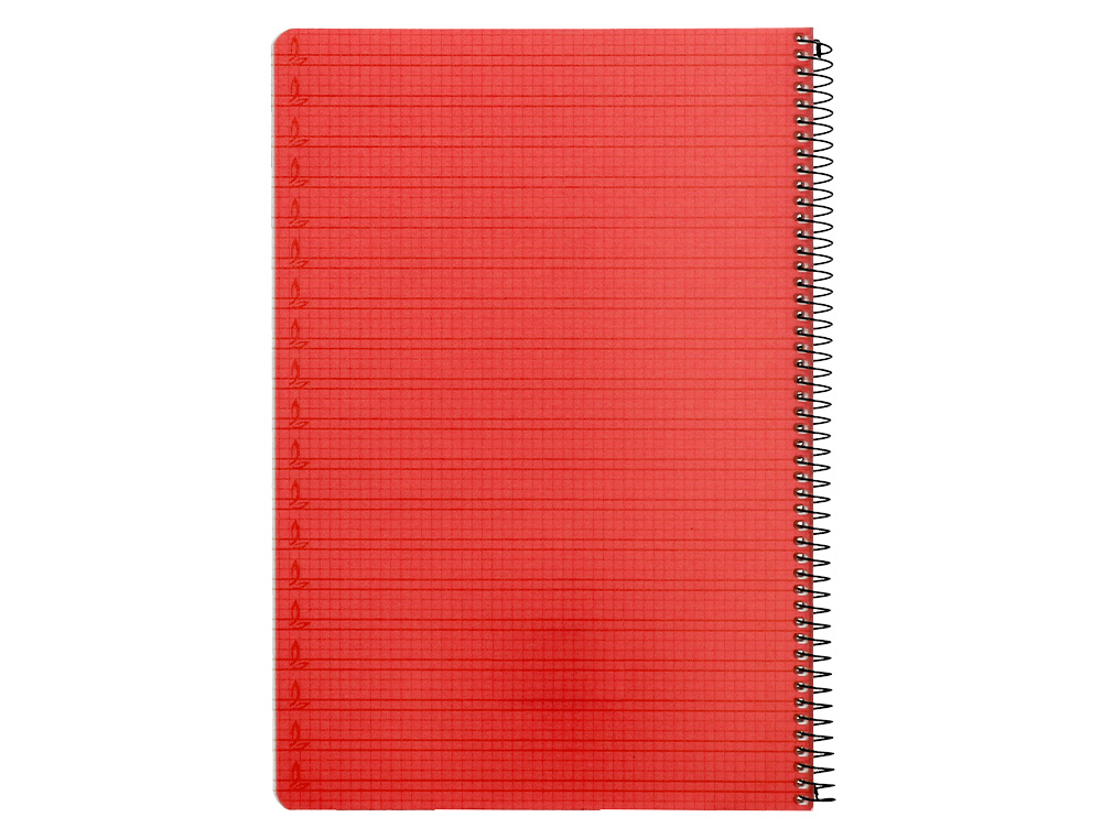 CUADERNO ESPIRAL LIDERPAPEL FOLIO PAUTAGUIA TAPA PLASTICO 80H 75GR CUADRO PAUTADO 4MM CON MARGEN COLOR ROJO