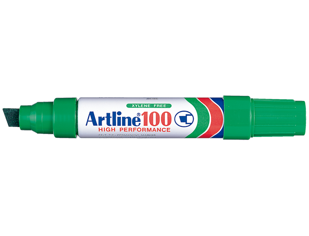 ROTULADOR ARTLINE MARCADOR PERMANENTE 100 VERDE PUNTA BISELADA