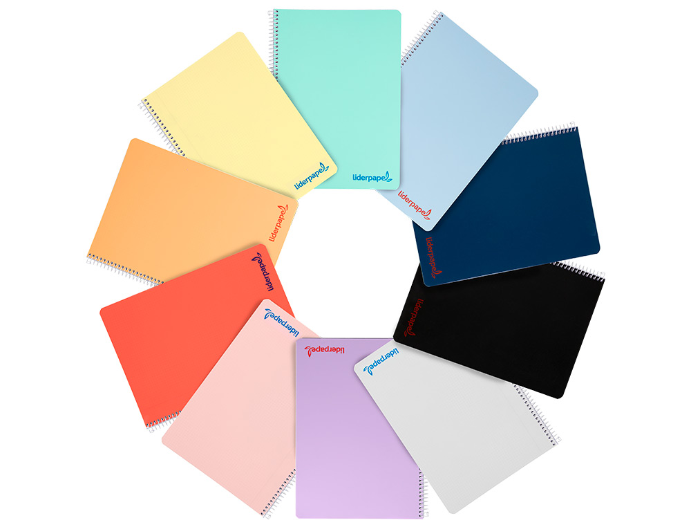 CUADERNO ESPIRAL LIDERPAPEL A4 WONDER TAPA PLASTICO 80H 90GR PAUTA ANCHA 3,5MM CON MARGEN COLORES SURTIDOS