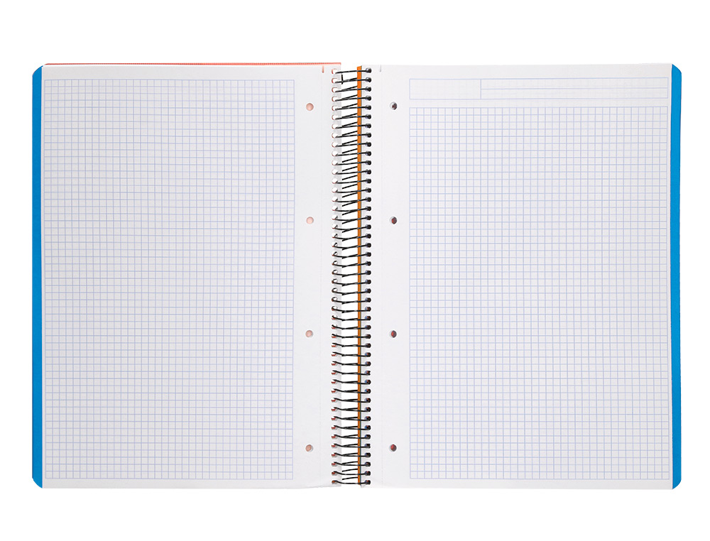 CUADERNO ESPIRAL LIDERPAPEL A4 MICRO WONDER TAPA PLASTICO 120H 90 GR CUADRO 5MM 5 BANDA 4 TALADROS COLOR NARANJA