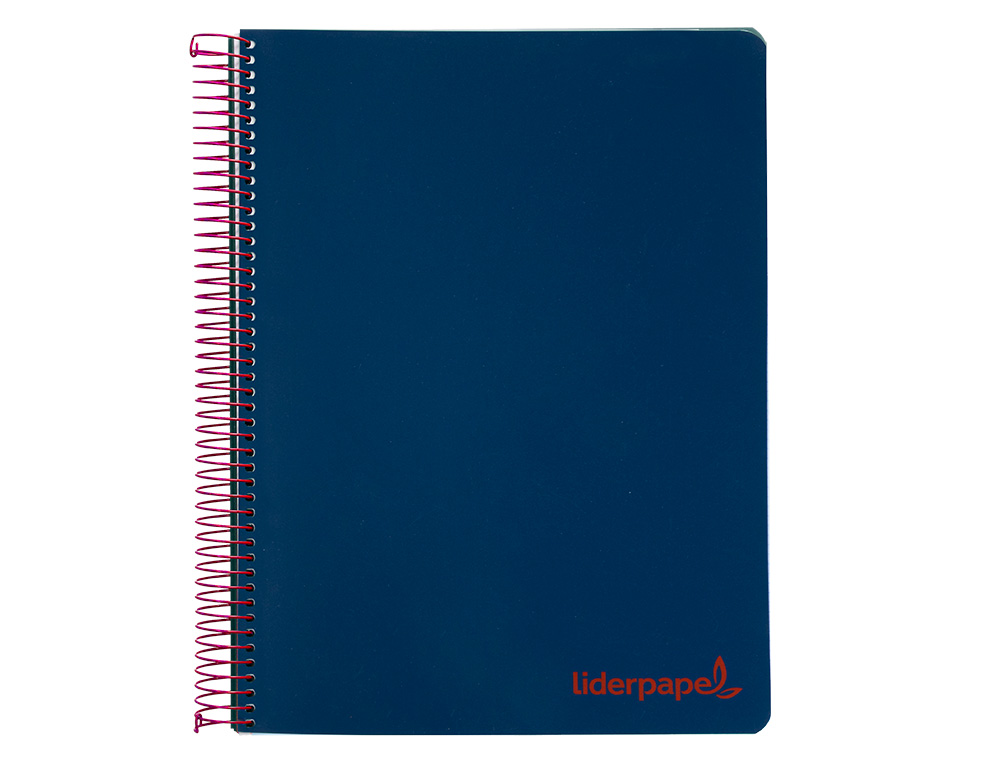CUADERNO ESPIRAL LIDERPAPEL A4 MICRO WONDER TAPA PLASTICO 120H 90GR CUADRO 5MM 5 BANDA 4 TALADROS COLOR AZUL MARINO