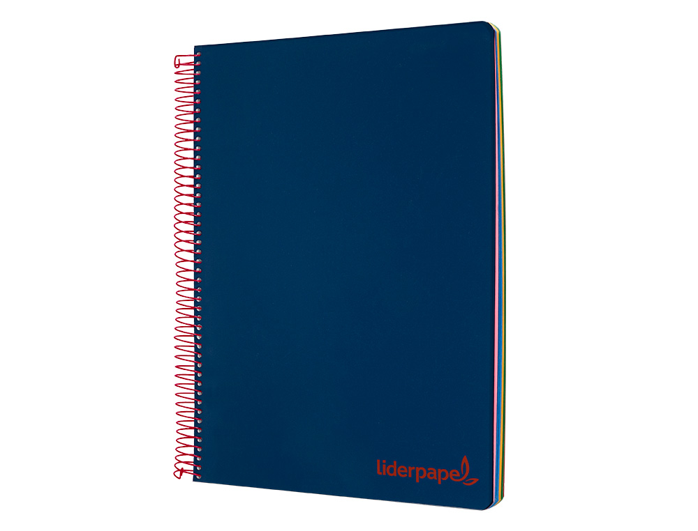 CUADERNO ESPIRAL LIDERPAPEL A4 MICRO WONDER TAPA PLASTICO 120H 90GR CUADRO 5MM 5 BANDA 4 TALADROS COLOR AZUL MARINO