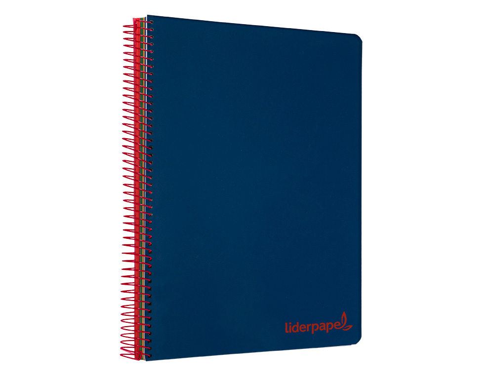 CUADERNO ESPIRAL LIDERPAPEL A4 MICRO WONDER TAPA PLASTICO 120H 90GR CUADRO 5MM 5 BANDA 4 TALADROS COLOR AZUL MARINO