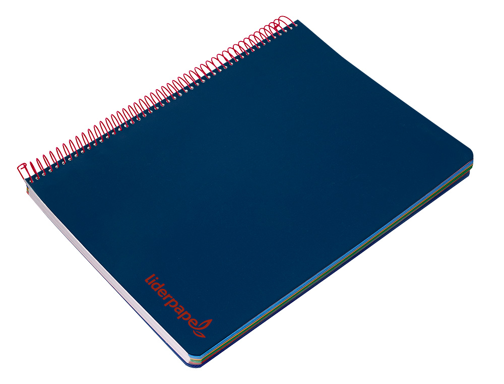 CUADERNO ESPIRAL LIDERPAPEL A4 MICRO WONDER TAPA PLASTICO 120H 90GR CUADRO 5MM 5 BANDA 4 TALADROS COLOR AZUL MARINO