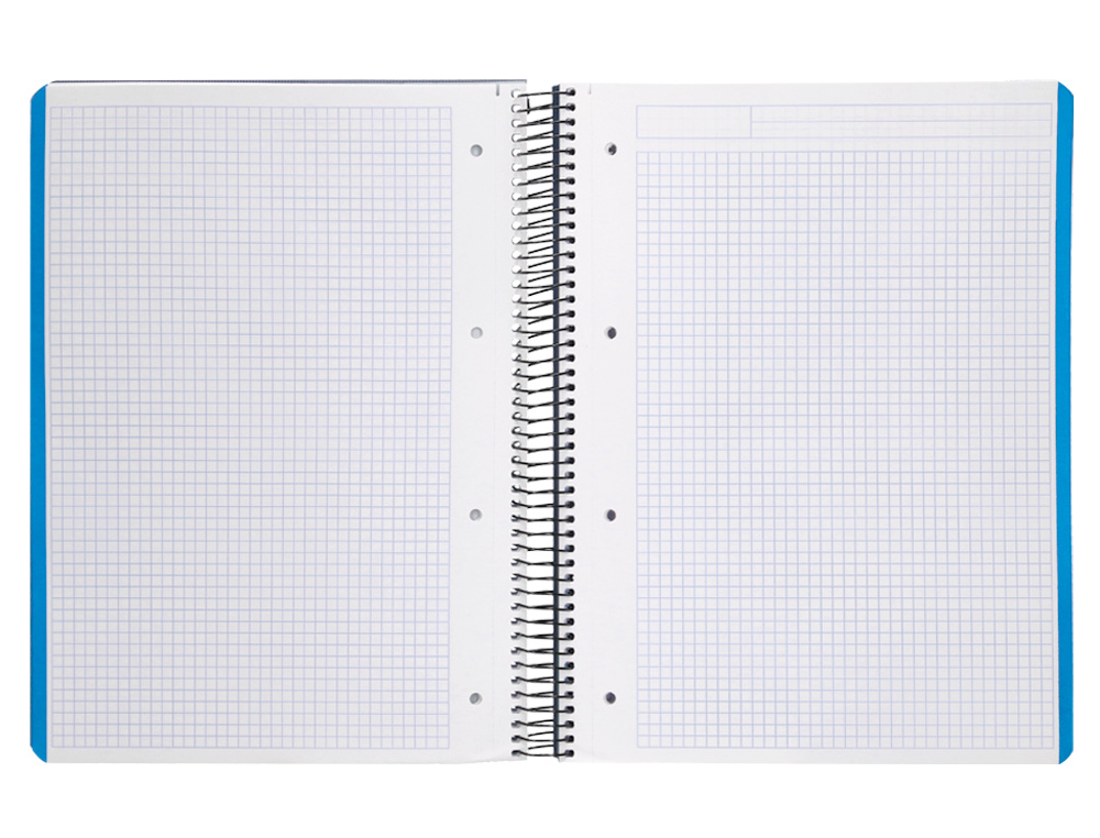 CUADERNO ESPIRAL LIDERPAPEL A4 MICRO WONDER TAPA PLASTICO 120H 90GR CUADRO 5MM 5 BANDA 4 TALADROS COLOR AZUL MARINO