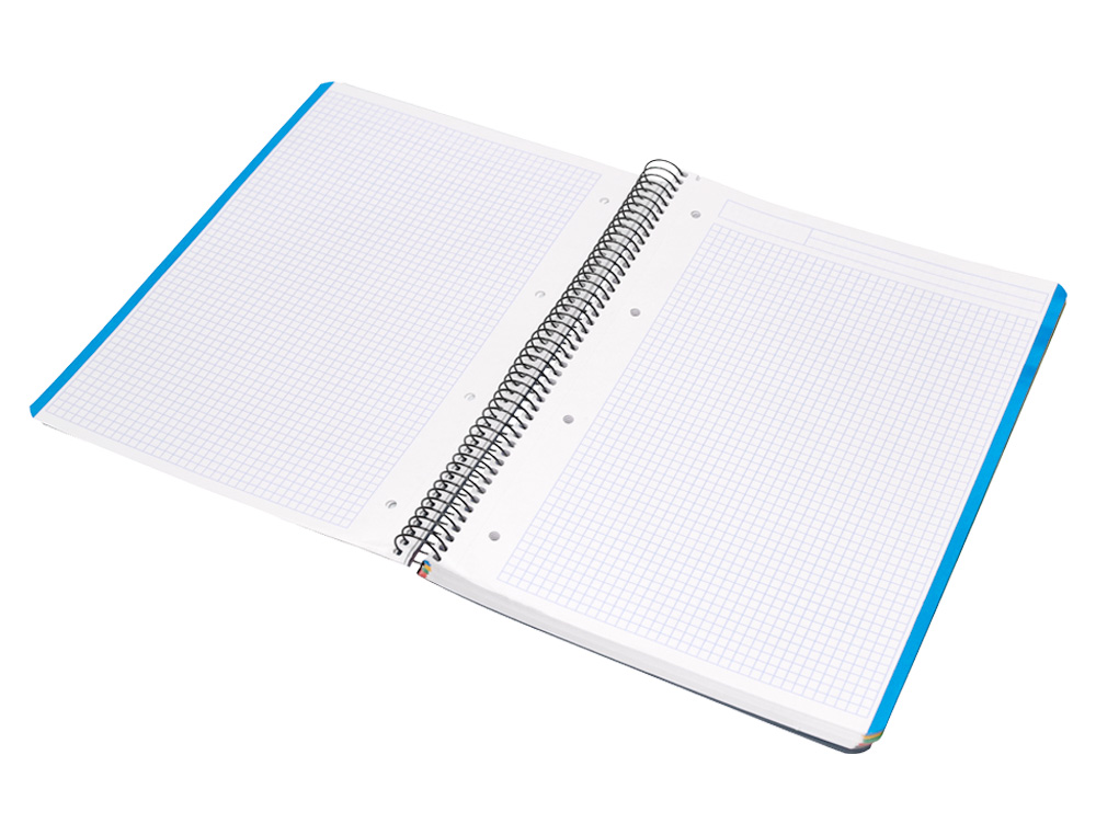 CUADERNO ESPIRAL LIDERPAPEL A4 MICRO WONDER TAPA PLASTICO 120H 90GR CUADRO 5MM 5 BANDA 4 TALADROS COLOR AZUL MARINO
