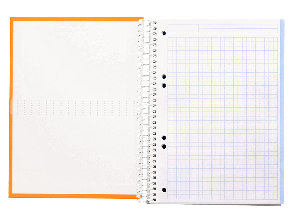 CUADERNO ESPIRAL LIDERPAPEL A5 MICRO CRAFTY TAPA FORRADA 120H 90GR CUADRO 5MM 5 BANDAS 6 TALADROS COLOR NARANJA