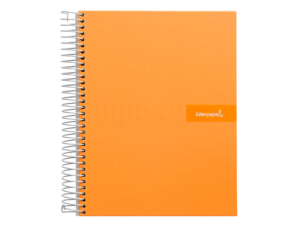 CUADERNO ESPIRAL LIDERPAPEL A5 MICRO CRAFTY TAPA FORRADA 120H 90GR CUADRO 5MM 5 BANDAS 6 TALADROS COLOR NARANJA