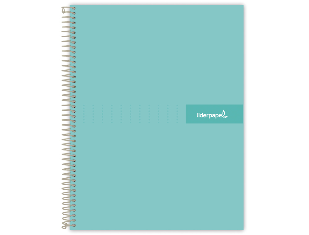 CUADERNO ESPIRAL LIDERPAPEL A5 MICRO CRAFTY TAPA FORRADA 120H 90 GR CUADRO 5MM 5 BANDAS6 TALADROS COLOR TURQUESA