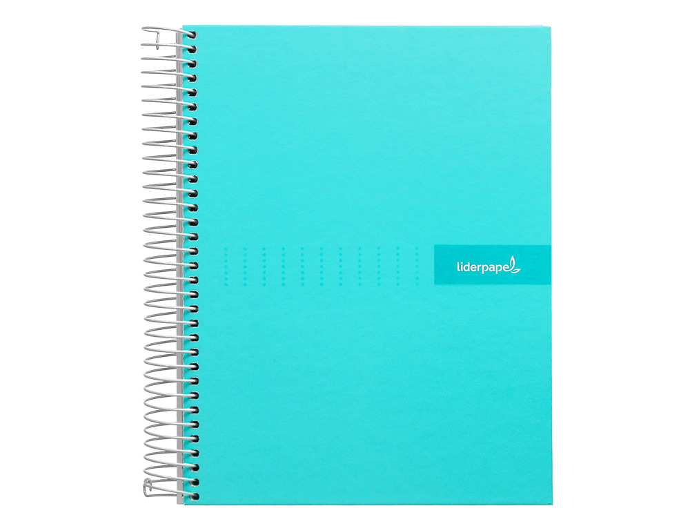 CUADERNO ESPIRAL LIDERPAPEL A5 MICRO CRAFTY TAPA FORRADA 120H 90 GR CUADRO 5MM 5 BANDAS6 TALADROS COLOR TURQUESA
