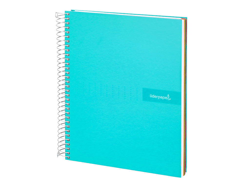 CUADERNO ESPIRAL LIDERPAPEL A5 MICRO CRAFTY TAPA FORRADA 120H 90 GR CUADRO 5MM 5 BANDAS6 TALADROS COLOR TURQUESA
