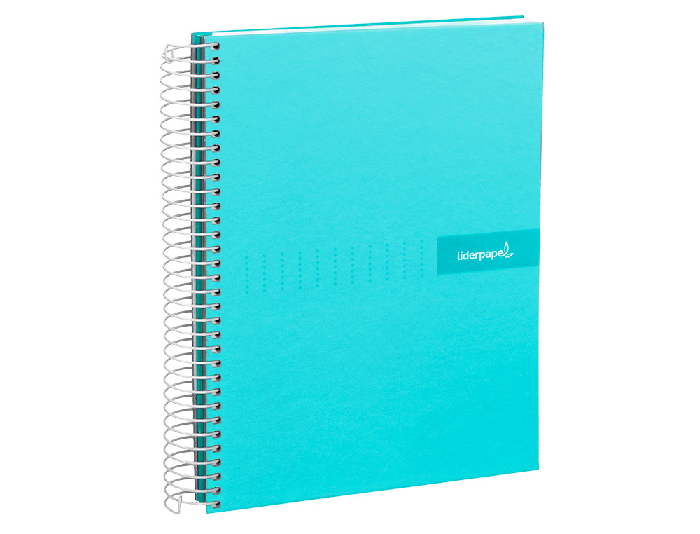 CUADERNO ESPIRAL LIDERPAPEL A5 MICRO CRAFTY TAPA FORRADA 120H 90 GR CUADRO 5MM 5 BANDAS6 TALADROS COLOR TURQUESA