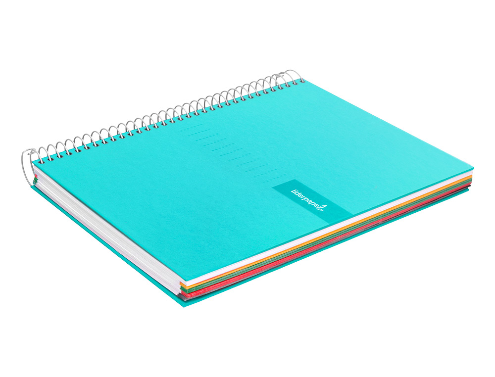 CUADERNO ESPIRAL LIDERPAPEL A5 MICRO CRAFTY TAPA FORRADA 120H 90 GR CUADRO 5MM 5 BANDAS6 TALADROS COLOR TURQUESA