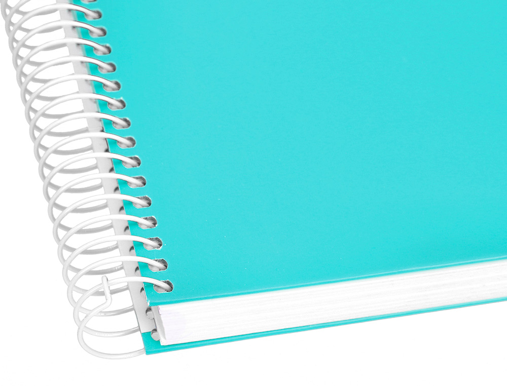 CUADERNO ESPIRAL LIDERPAPEL A5 MICRO CRAFTY TAPA FORRADA 120H 90 GR CUADRO 5MM 5 BANDAS6 TALADROS COLOR TURQUESA