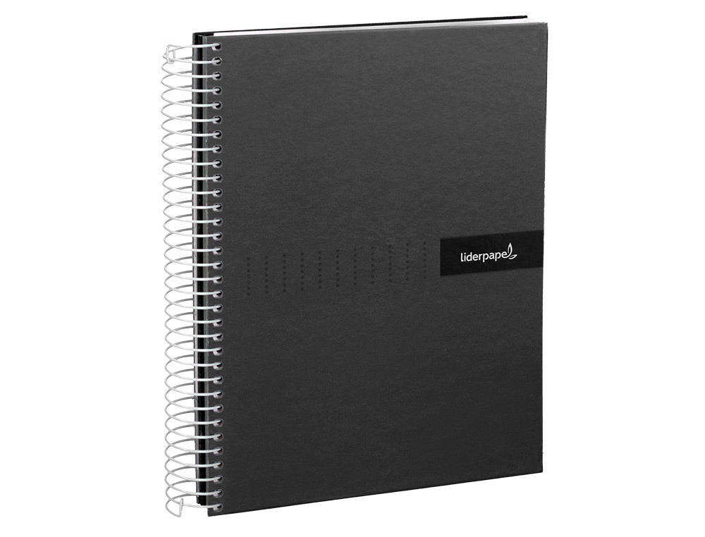 CUADERNO ESPIRAL LIDERPAPEL A5 MICRO CRAFTY TAPA FORRADA 120H 90 GR CUADRO 5MM 5 BANDAS6 TALADROS COLOR NEGRO