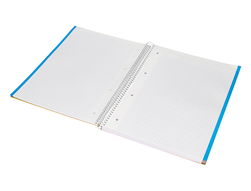 CUADERNO ESPIRAL LIDERPAPEL A4 MICRO JOLLY TAPA FORRADA 140H 75 GR CUADRO 5MM 5 BANDAS4 TALADROS COLOR AMARILLO