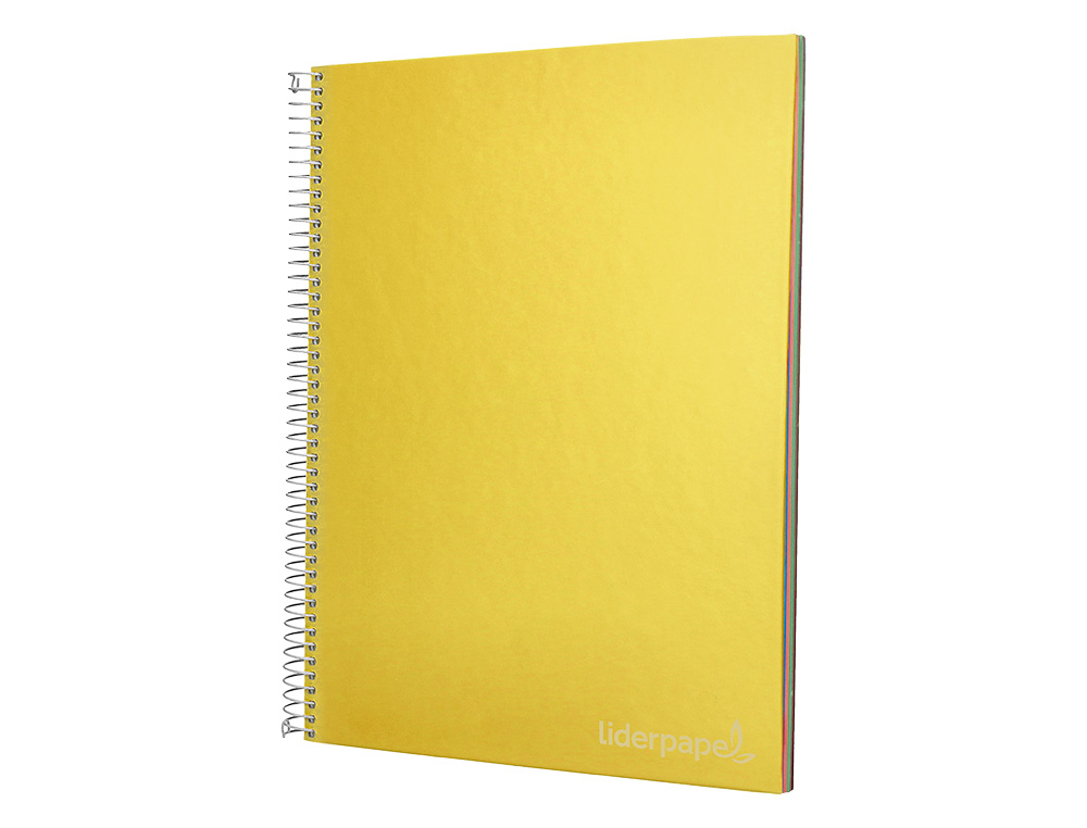 CUADERNO ESPIRAL LIDERPAPEL A4 MICRO JOLLY TAPA FORRADA 140H 75 GR CUADRO 5MM 5 BANDAS4 TALADROS COLOR AMARILLO
