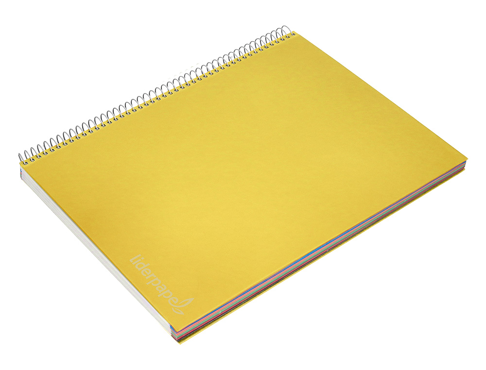 CUADERNO ESPIRAL LIDERPAPEL A4 MICRO JOLLY TAPA FORRADA 140H 75 GR CUADRO 5MM 5 BANDAS4 TALADROS COLOR AMARILLO