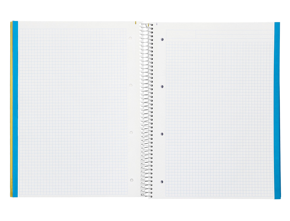 CUADERNO ESPIRAL LIDERPAPEL A4 MICRO JOLLY TAPA FORRADA 140H 75 GR CUADRO 5MM 5 BANDAS4 TALADROS COLOR AMARILLO