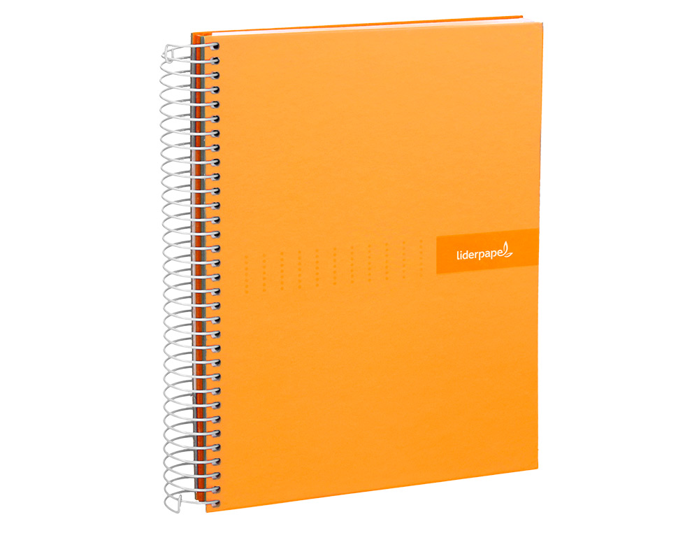 CUADERNO ESPIRAL LIDERPAPEL A4 MICRO CRAFTY TAPA FORRADA 120H 90 GR CUADRO 5MM 5 BANDAS 4 COLORES COLOR NARANJA