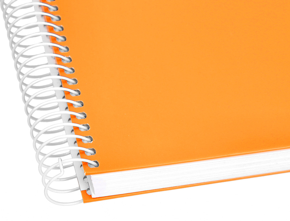 CUADERNO ESPIRAL LIDERPAPEL A4 MICRO CRAFTY TAPA FORRADA 120H 90 GR CUADRO 5MM 5 BANDAS 4 COLORES COLOR NARANJA