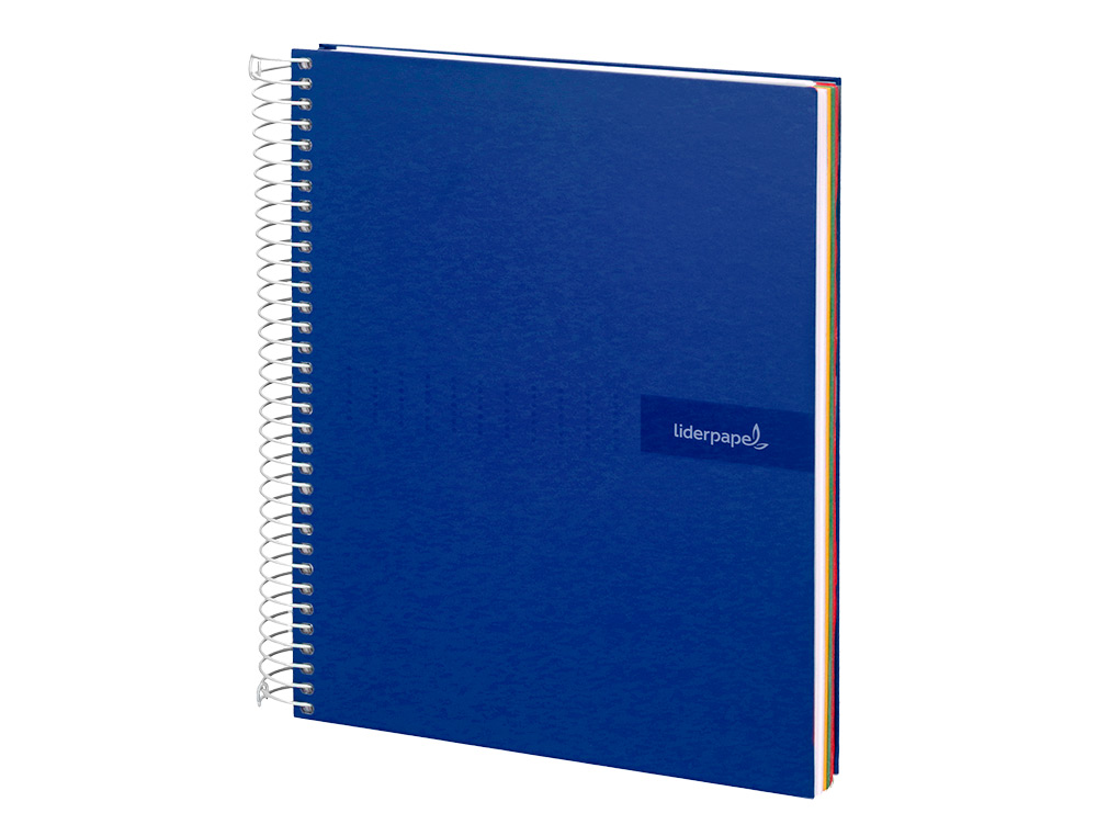 CUADERNO ESPIRAL LIDERPAPEL A4 MICRO CRAFTY TAPA FORRADA 120H 90 GR CUADRO 5MM 5 BANDAS 4 COLORES COLOR AZUL