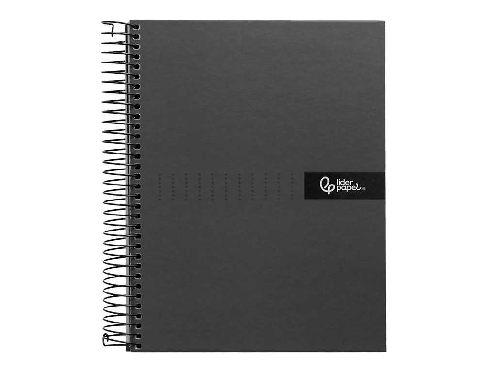 CUADERNO ESPIRAL LIDERPAPEL A4 MICRO CRAFTY TAPA FORRADA 120H 90 GR CUADRO 5MM 5 BANDAS 4 COLORES COLOR NEGRO