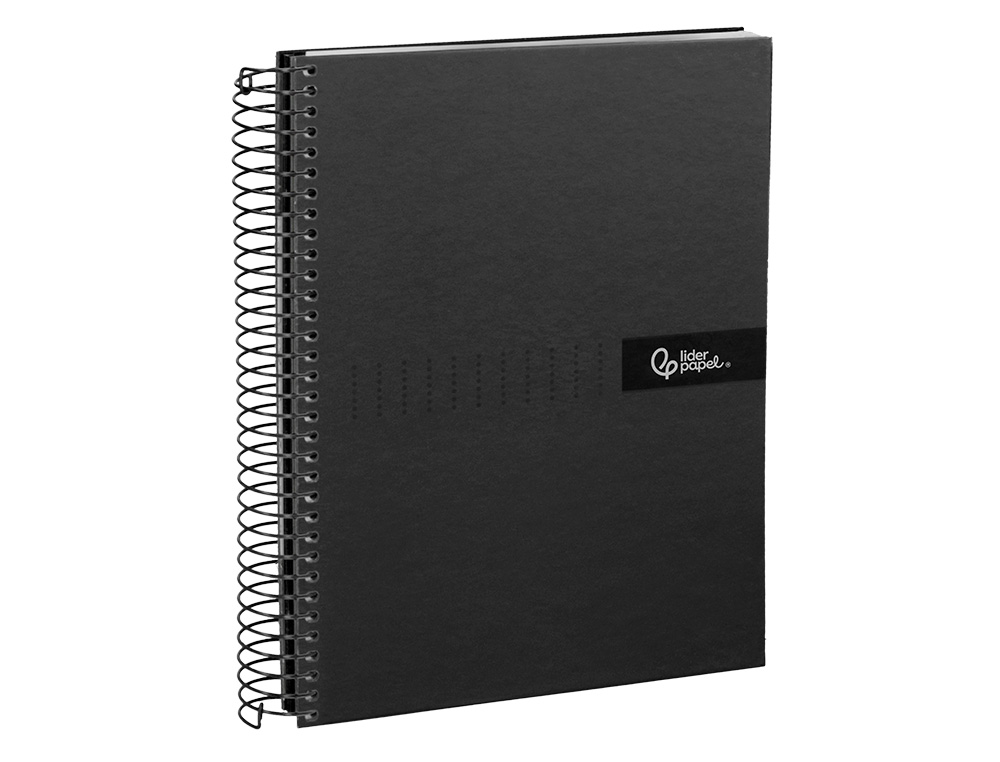 CUADERNO ESPIRAL LIDERPAPEL A4 MICRO CRAFTY TAPA FORRADA 120H 90 GR CUADRO 5MM 5 BANDAS 4 COLORES COLOR NEGRO