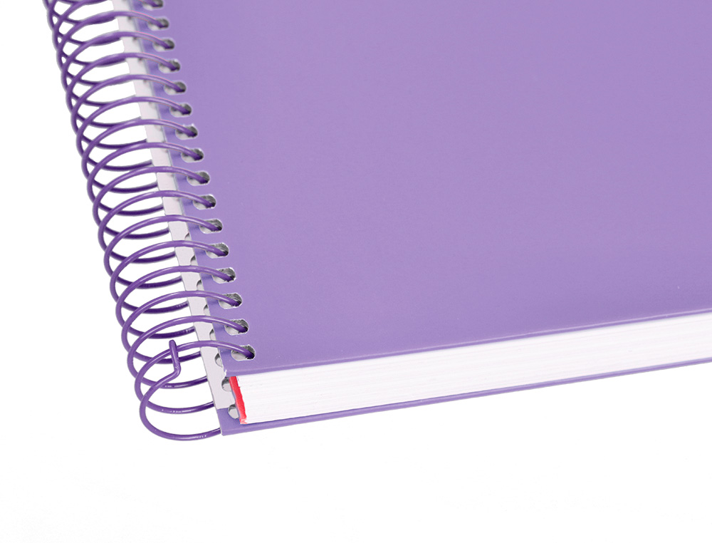 CUADERNO ESPIRAL LIDERPAPEL A4 MICRO CRAFTY TAPA FORRADA 120H 90GR CUADRO 5MM 5 BANDAS 4 TALADROS COLOR VIOLETA