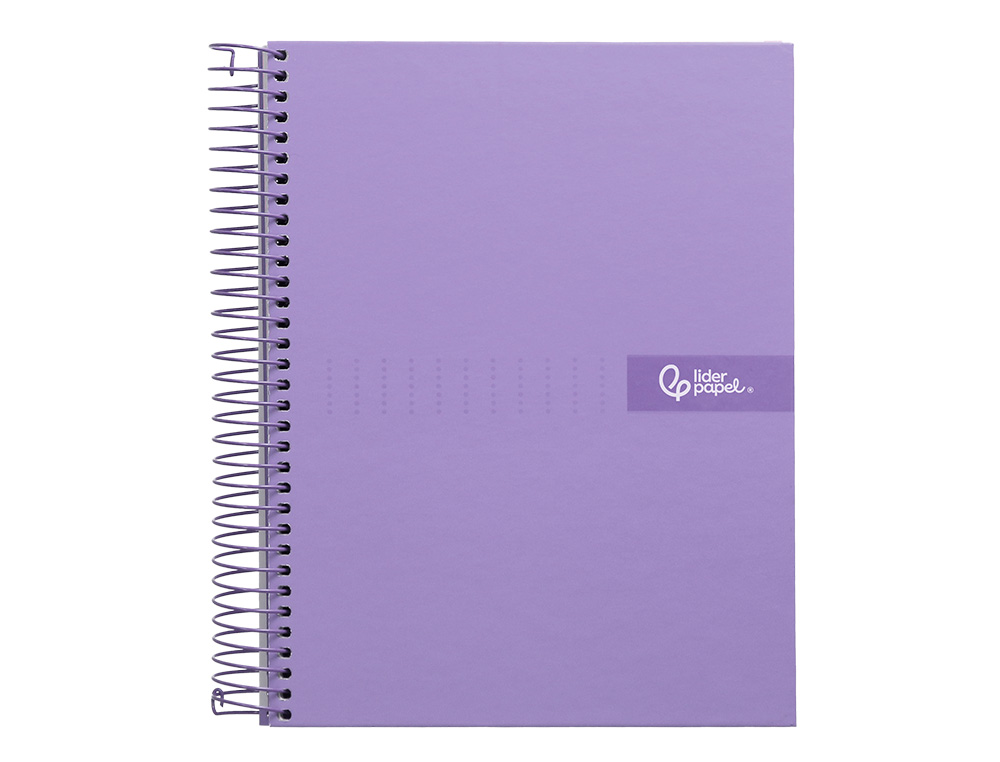 CUADERNO ESPIRAL LIDERPAPEL A4 MICRO CRAFTY TAPA FORRADA 120H 90GR CUADRO 5MM 5 BANDAS 4 TALADROS COLOR VIOLETA