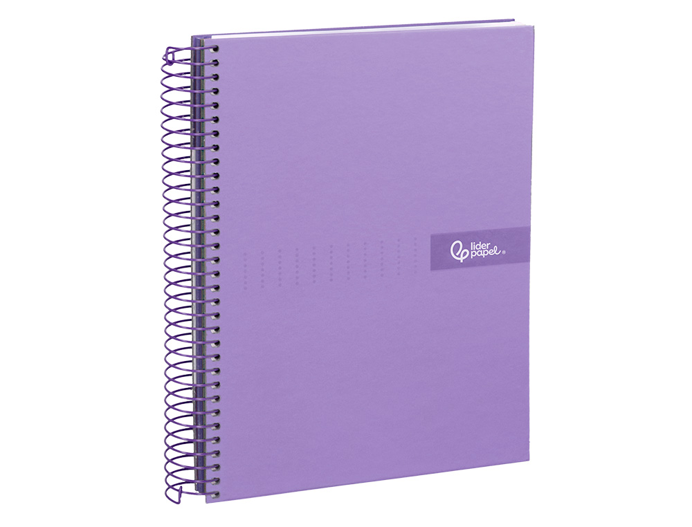 CUADERNO ESPIRAL LIDERPAPEL A4 MICRO CRAFTY TAPA FORRADA 120H 90GR CUADRO 5MM 5 BANDAS 4 TALADROS COLOR VIOLETA