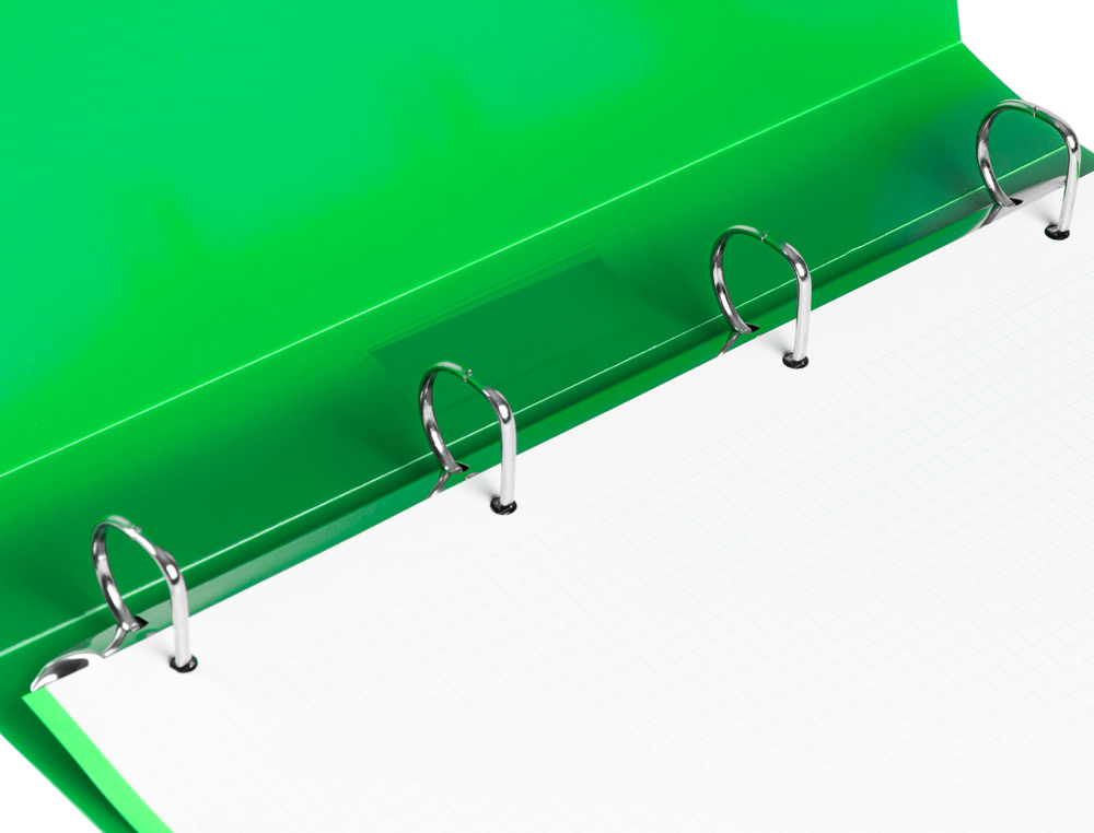 CARPETA LIDERPAPEL 4 ANILLAS 25 MM MIXTAS POLIPROPILENO DIN A4 VERDE MANZANA OPACO