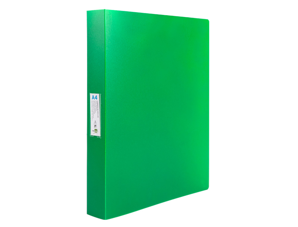 CARPETA LIDERPAPEL 4 ANILLAS 25 MM MIXTAS POLIPROPILENO DIN A4 VERDE MANZANA OPACO