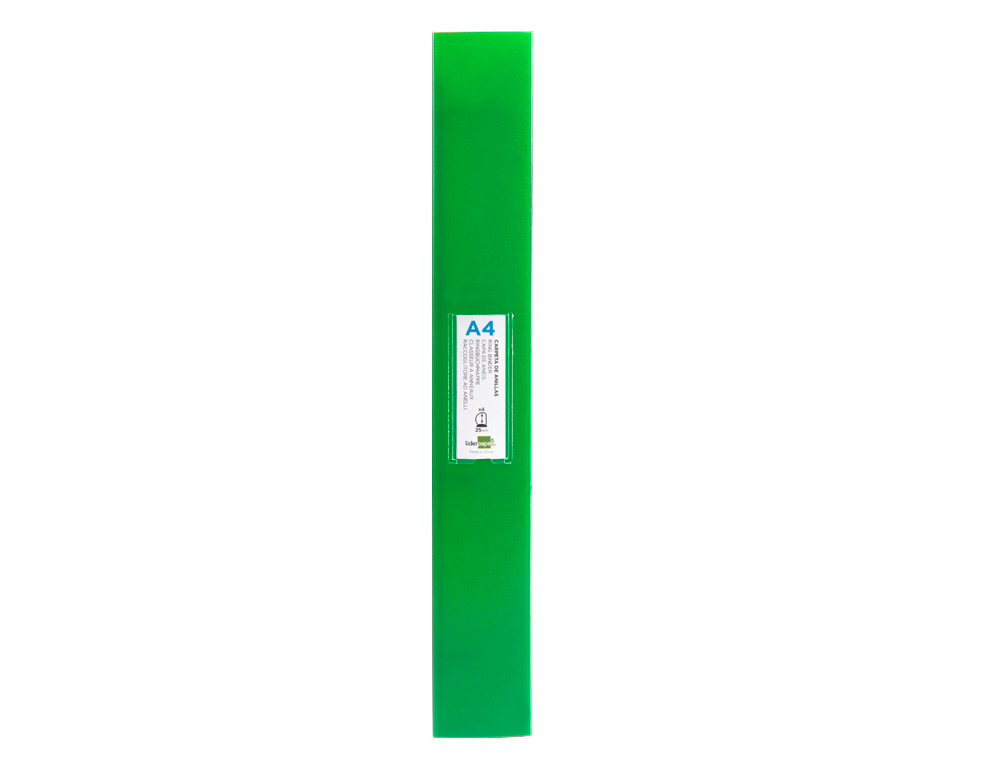 CARPETA LIDERPAPEL 4 ANILLAS 25 MM MIXTAS POLIPROPILENO DIN A4 VERDE MANZANA OPACO