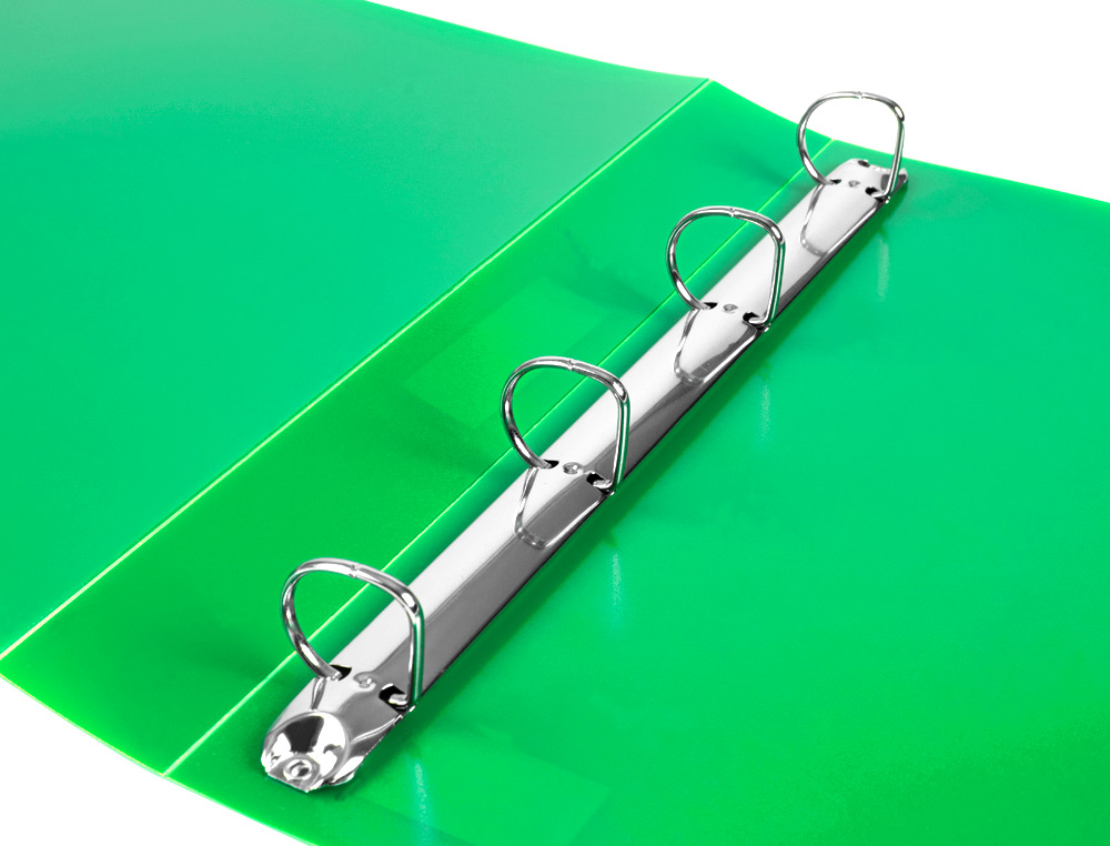 CARPETA LIDERPAPEL 4 ANILLAS 25 MM MIXTAS POLIPROPILENO DIN A4 VERDE MANZANA OPACO