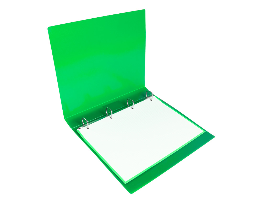 CARPETA LIDERPAPEL 4 ANILLAS 25 MM MIXTAS POLIPROPILENO DIN A4 VERDE MANZANA OPACO