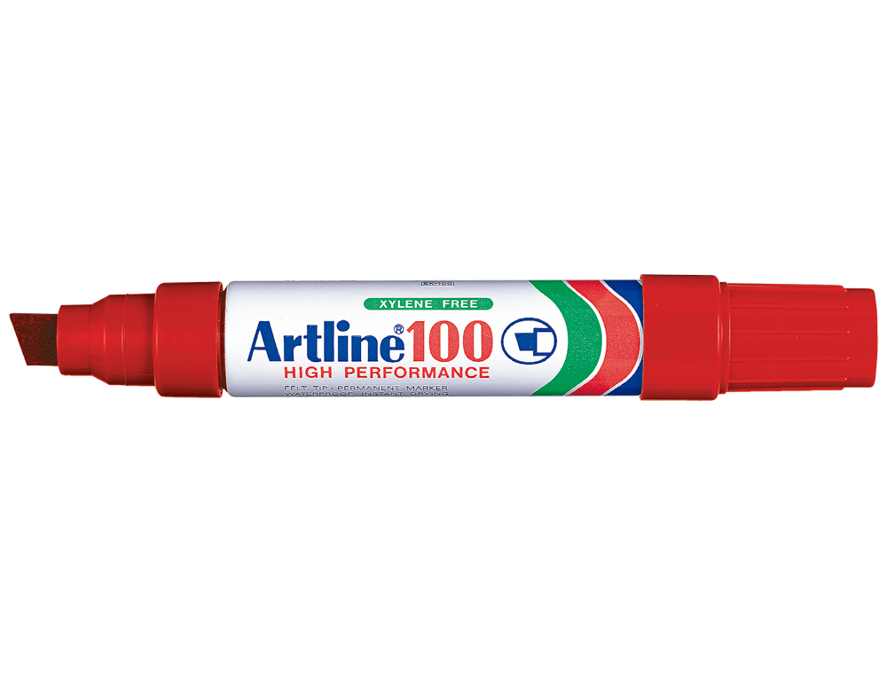 ROTULADOR ARTLINE MARCADOR PERMANENTE 100 ROJO PUNTA BISELADA