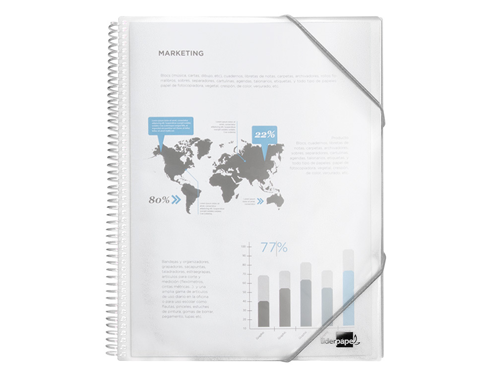 CARPETA LIDERPAPEL ESCAPARATE CON ESPIRAL 60 FUNDAS POLIPROPILENO DIN A4 TRANSPARENTE