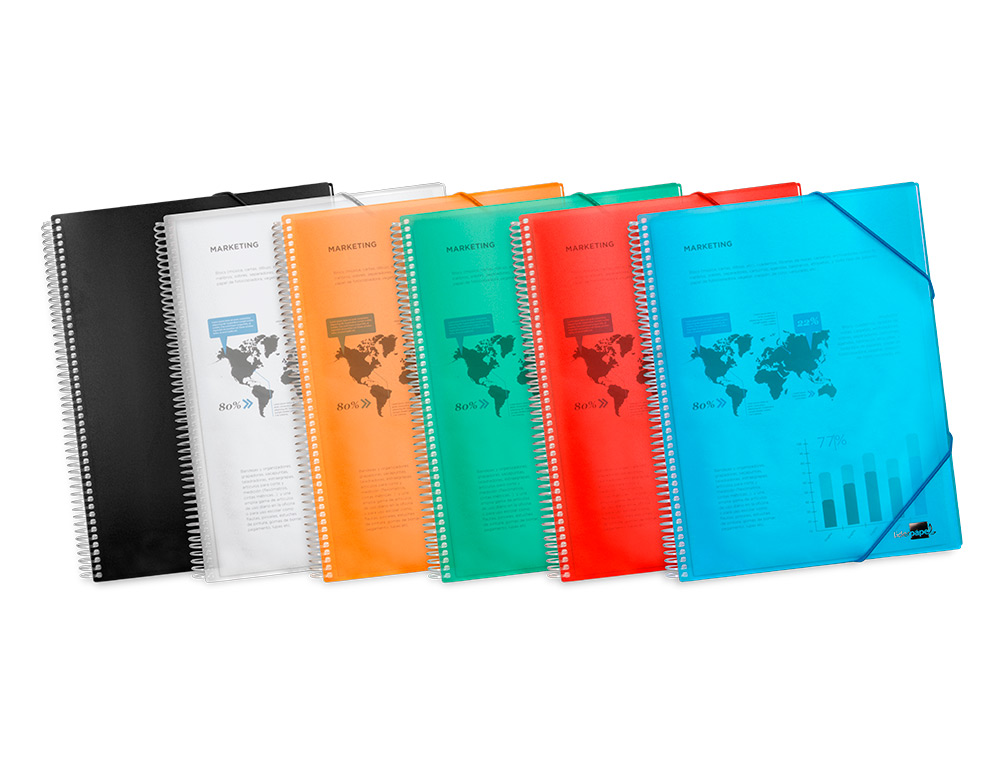 CARPETA LIDERPAPEL ESCAPARATE CON ESPIRAL 60 FUNDAS POLIPROPILENO DIN A4 TRANSPARENTE