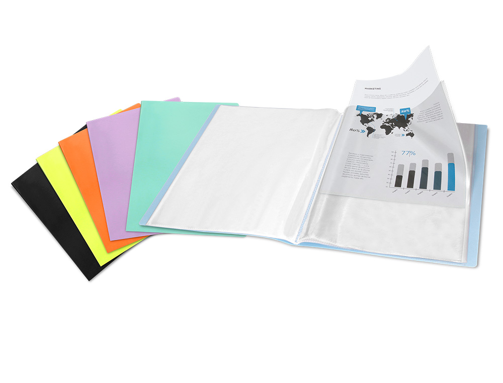 CARPETA LIDERPAPEL ESCAPARATE 10 FUNDAS POLIPROPILENO DIN A4 CELESTE OPACO