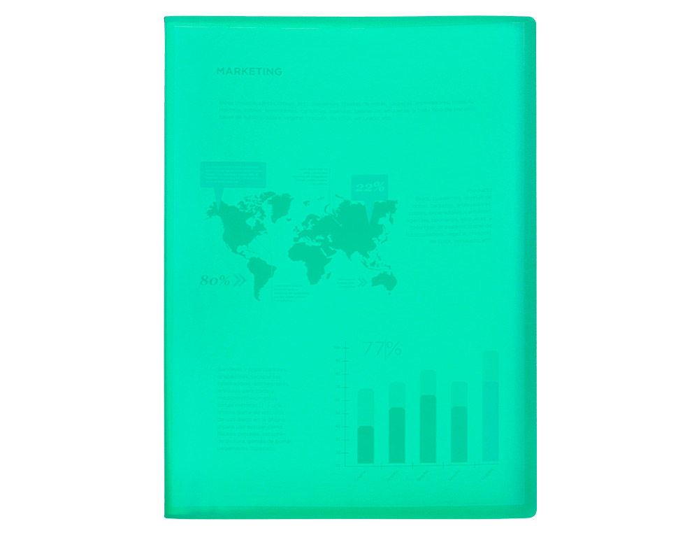 CARPETA LIDERPAPEL ESCAPARATE 30 FUNDAS POLIPROPILENO DIN A4 VERDE TRANSLUCIDO