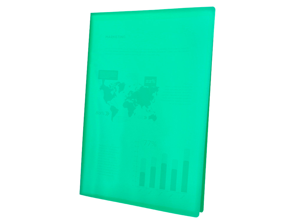 CARPETA LIDERPAPEL ESCAPARATE 30 FUNDAS POLIPROPILENO DIN A4 VERDE TRANSLUCIDO
