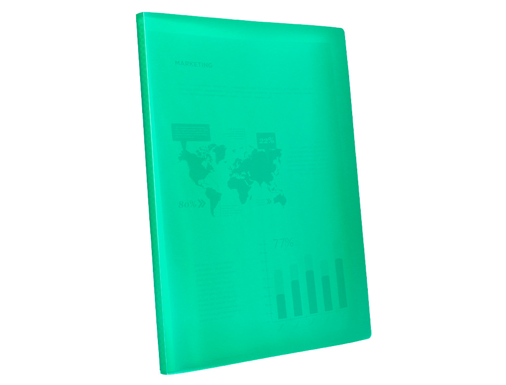 CARPETA LIDERPAPEL ESCAPARATE 30 FUNDAS POLIPROPILENO DIN A4 VERDE TRANSLUCIDO