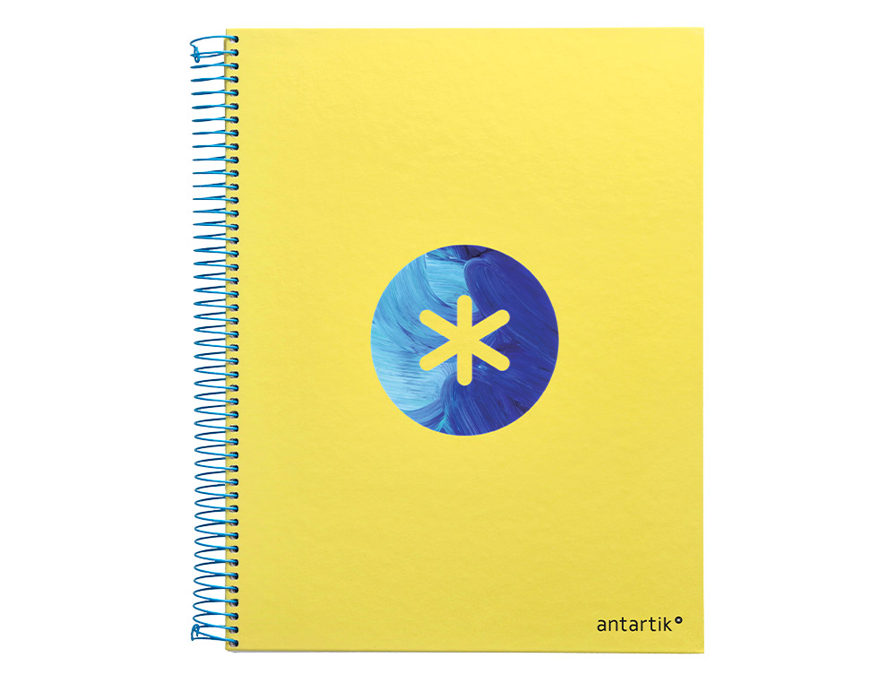 CUADERNO ESPIRAL LIDERPAPEL A4 MICRO ANTARTIK TAPA FORRADA120H 100 GR CUADRO 5 BANDA 4 TALADROS TRENDING AMARILLO