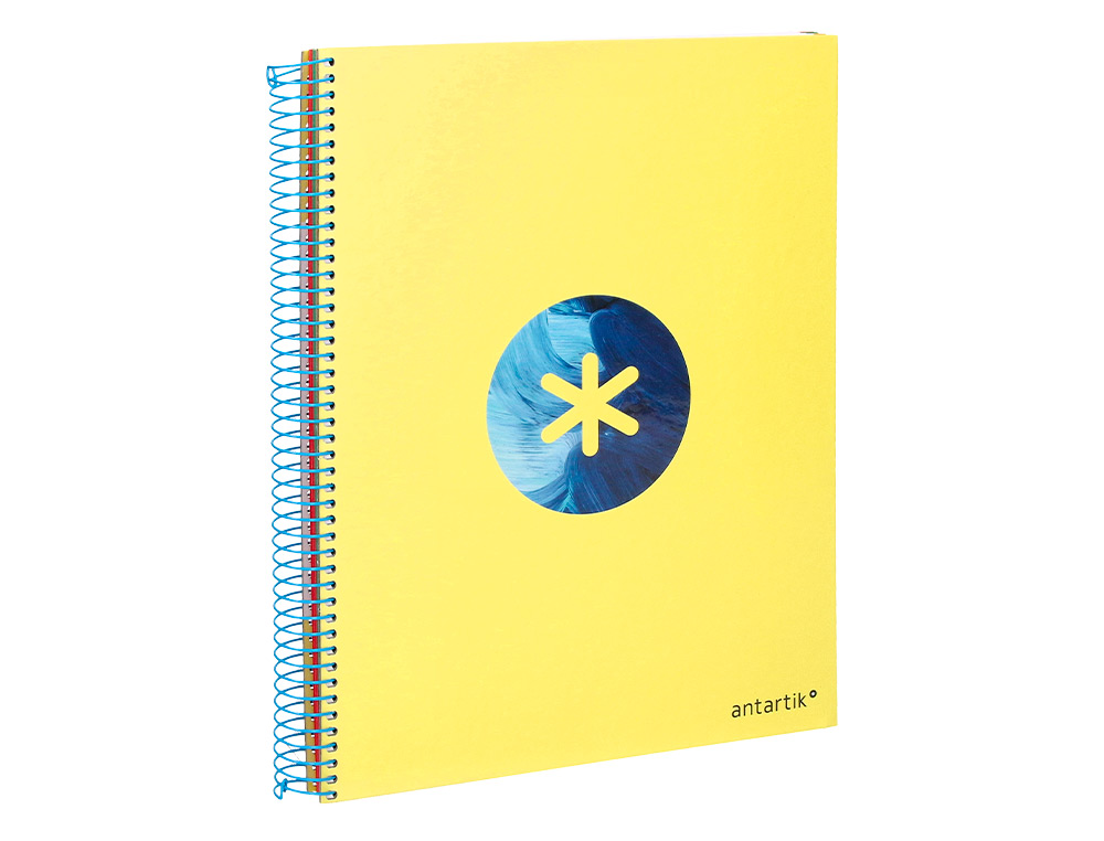 CUADERNO ESPIRAL LIDERPAPEL A4 MICRO ANTARTIK TAPA FORRADA120H 100 GR CUADRO 5 BANDA 4 TALADROS TRENDING AMARILLO