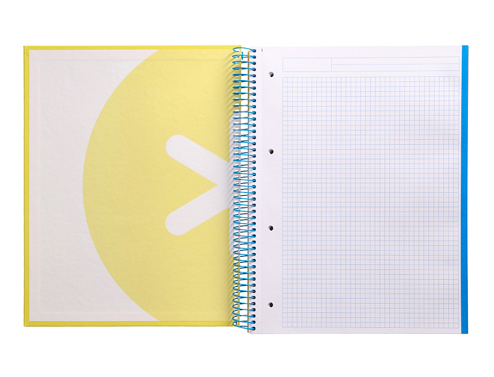 CUADERNO ESPIRAL LIDERPAPEL A4 MICRO ANTARTIK TAPA FORRADA120H 100 GR CUADRO 5 BANDA 4 TALADROS TRENDING AMARILLO